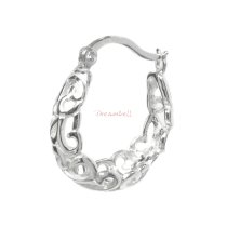 2x 925 Sterling Silver Bali Filigree Flower Ring Hoop Huggie Earring Set Earwire (Small)