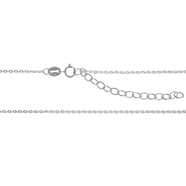 Rhodium on Sterling Silver Oval Ring Rolo Link Cable Chain Necklace with Extender Spring Clasp 16"