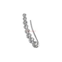 1x Rhodium on 925 Sterling Silver Clear CZ Crystal Dots Earring Cuff French Hook Earwire for Right Ear