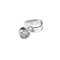 1x Rhodium on 925 Sterling Silver Clear CZ Crystal Dot Earring Cuff / Ear Cuffs Wrap