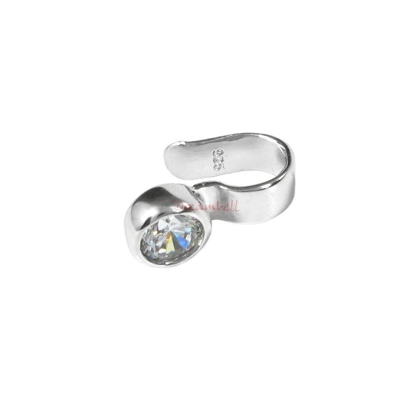 1x Rhodium on 925 Sterling Silver Clear CZ Crystal Dot Earring Cuff / Ear Cuffs Wrap