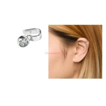 1x Rhodium on 925 Sterling Silver Clear CZ Crystal Dot Earring Cuff / Ear Cuffs Wrap