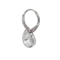 2x Rhodium on 925 Sterling Silver CZ Crystal Teardrop Charm Leverback Ear Wire Earring