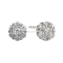 2x Rhodium on Sterling Silver Daisy Flower Clear CZ Crystal Stud Earring Post