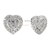 2x Rhodium on 925 Sterling Silver Love Sweet Heart Clear CZ Crystal Stud Earring Post