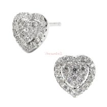 2x Rhodium on 925 Sterling Silver Love Sweet Heart Clear CZ Crystal Stud Earring Post