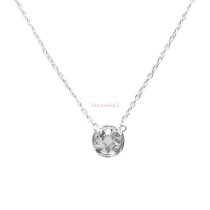 1x 925 Sterling Silver Round Clear CZ Crystal Pendant Charm Link Necklace Chain 15.5″ + 2″ Extender