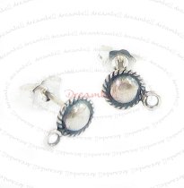 2x Sterling Silver Ball Shield Stud Earrings Loop Post Ear Wire 6mm