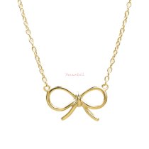 1x 14k Gold Plated 925 Sterling Silver Gift Ribbon Knot Lady Tie Pendant Charm Link Necklace Chain 16″ + 2″ Extender