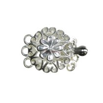 1x 925 Sterling Silver Spring Daisy Flower Love Heart 3 Strands Pearl Box Clasp 18mm