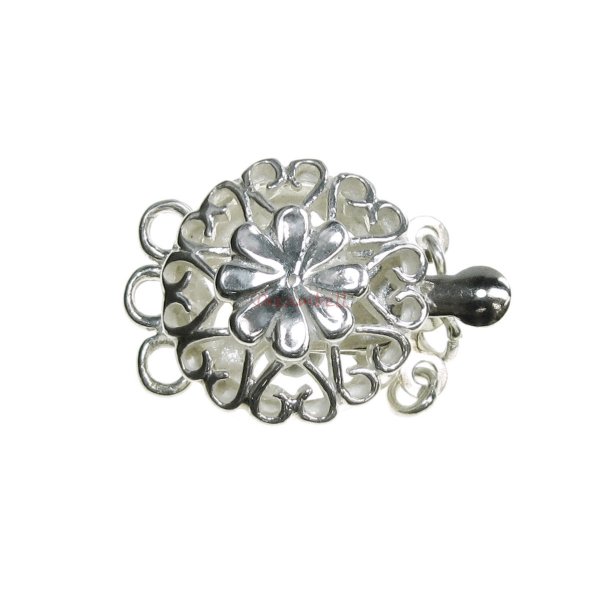 1x 925 Sterling Silver Spring Daisy Flower Love Heart 3 Strands Pearl Box Clasp 18mm