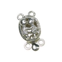 1x 925 Sterling Silver Oval Valentine Kissing Couple Lovers 2 Strands Pearl Box Clasp 16mm