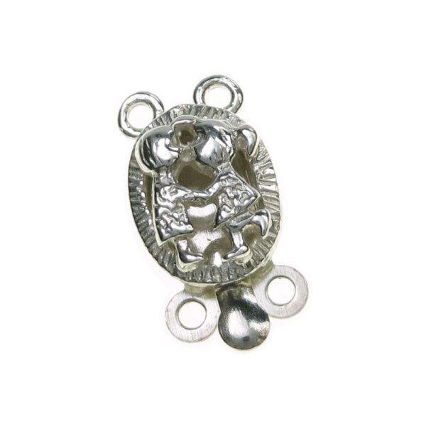 1x 925 Sterling Silver Oval Valentine Kissing Couple Lovers 2 Strands Pearl Box Clasp 16mm