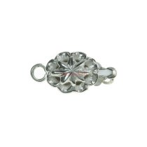 1x 925 Sterling Silver Spring Flower Blossom 1 Strand Oval Pearl Box Clasp 14mm