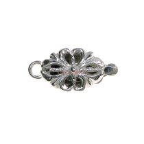 1x 925 Sterling Silver Spring Flower 1 Strand Oval Pearl Box Clasp 14mm