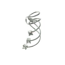 1x Rhodium on 925 Sterling Silver Clear CZ Crystal Dot Earring Cuff / Ear Cuffs Wrap for Left Ear