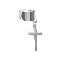 1x 925 Sterling Silver Cross Dangle Charm Earring Cuff / Ear Cuffs Wrap