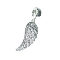 1x 925 Sterling Silver Feather Dangle Bead Pendant for European Charm Bracelets