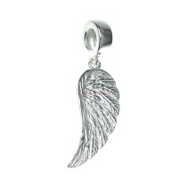 1x 925 Sterling Silver Feather Dangle Bead Pendant for European Charm Bracelets