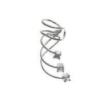 1x Rhodium on 925 Sterling Silver Clear CZ Crystal Dot Earring Cuff / Ear Cuffs Wrap for Right Ear