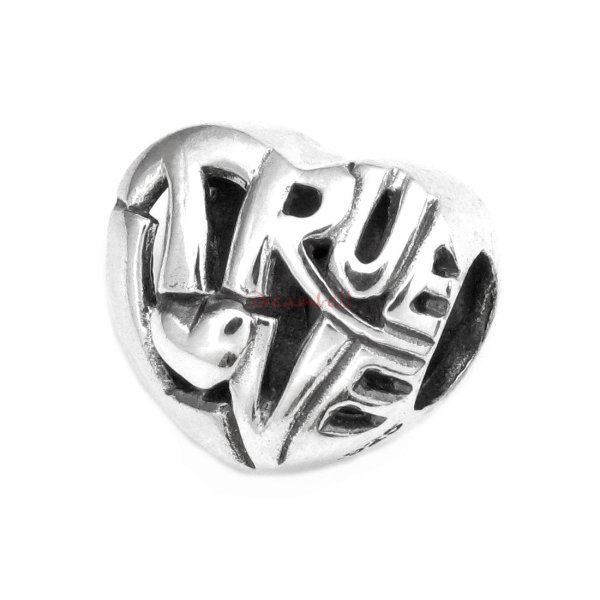1x Antique 925 Sterling Silver Valentine True Love Heart Bead for European Charm Bracelets