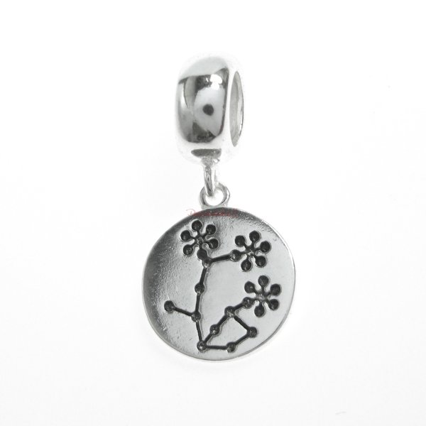 1x Antique 925 Sterling Silver Bonsai Potted Lily Flower Round Dangle Bead Pendant for European Charm Bracelets