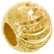 14k Gold on 925 Sterling Silver Moon Cut Corrugated Stardust Bead for European Charm Bracelets 10mm