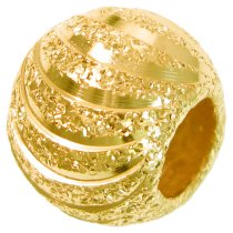 14k Gold on 925 Sterling Silver Moon Cut Corrugated Stardust Bead for European Charm Bracelets 10mm
