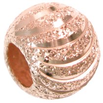 14k Rose Gold on 925 Sterling Silver Moon Cut Corrugated Stardust Bead for European Charm Bracelets 10mm