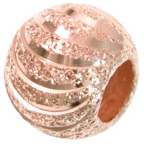 14k Rose Gold on 925 Sterling Silver Moon Cut Corrugated Stardust Bead for European Charm Bracelets 10mm