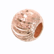 14k Rose Gold on 925 Sterling Silver Moon Cut Corrugated Stardust Bead for European Charm Bracelets 10mm