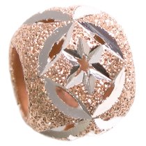 14k Rose Gold on 925 Sterling Silver Twinkle Star Stardust Bead for European Charm Bracelets 10mm