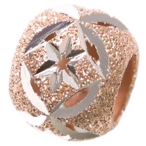 14k Rose Gold on 925 Sterling Silver Twinkle Star Stardust Bead for European Charm Bracelets 10mm
