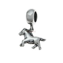 1x Antique 925 Sterling Silver Horse Poney Dangle Bead Pendant for European Charm Bracelets