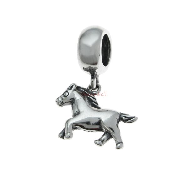 1x Antique 925 Sterling Silver Horse Poney Dangle Bead Pendant for European Charm Bracelets