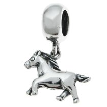 1x Antique 925 Sterling Silver Horse Poney Dangle Bead Pendant for European Charm Bracelets