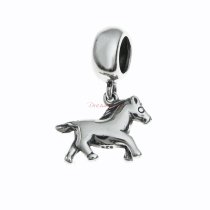 1x Antique 925 Sterling Silver Horse Poney Dangle Bead Pendant for European Charm Bracelets