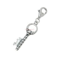 Antique 925 Sterling Silver Fairy Tales Key Pendant European Lobster Clip on Charm
