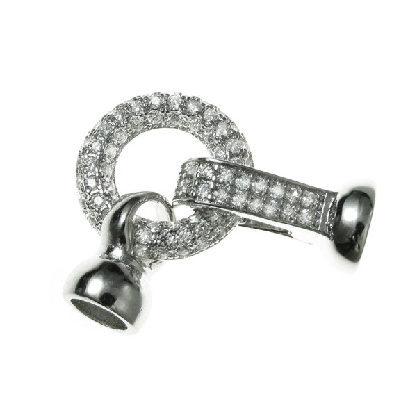 Rhodium STR CZ Crystal Pearl Stringing Enhancer Bail Connector End Cap Clasp