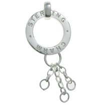 .925 Sterling Silver Round Ring Bail Charm Pendant Connector with Chain Extenders