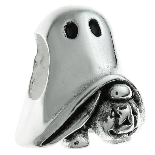 .925 Sterling Silver Halloween Spirit Ghost Pumpkin Bead for European Charm Bracelet