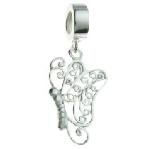 .925 Sterling Silver Fairy Tale Butterfly Dangle Bead for European Charm Bracelet
