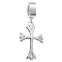 .925 Sterling Silver Christian Cross Dangle Pendant Bead for European Charm Bracelet