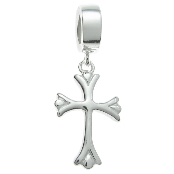 .925 Sterling Silver Christian Cross Dangle Pendant Bead for European Charm Bracelet