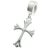 .925 Sterling Silver Christian Cross Dangle Pendant Bead for European Charm Bracelet