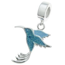 925 Sterling Silver Hummingbird Bird Enamel Dangle Bead for European Charm Bracelets
