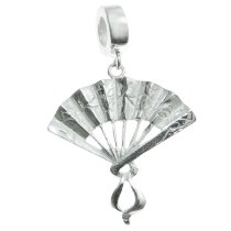 .925 Sterling Silver Chinese Fan Dangle Bead for European Charm Bracelet