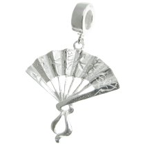 .925 Sterling Silver Chinese Fan Dangle Bead for European Charm Bracelet