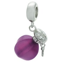 Rhodium on .925 Sterling Silver Perfume Bottle Purple Agate Dangle Bead for European Charm Bracelet