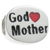 .925 Sterling Silver Love God Mother Heart Enamel Bead for European Charm Bracelets